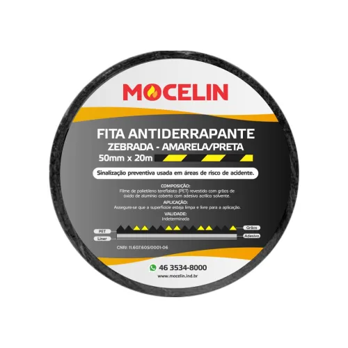 FITA ANTIDERRAPANTE ZEBRADA 50MM X 20M PRETA/AMARELA