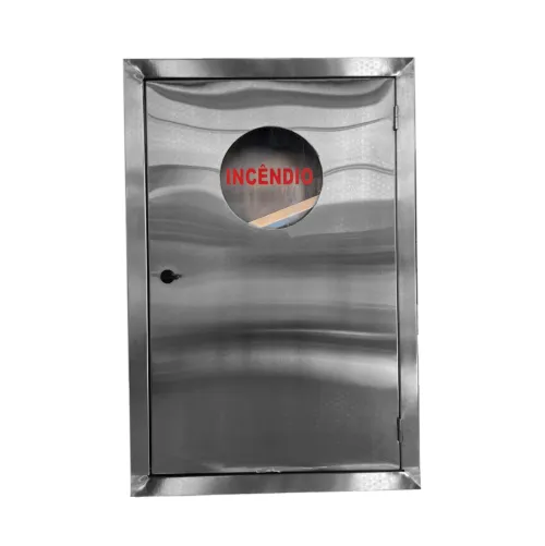 ABRIGO DE HIDRANTE PADRAO EM ACO INOX AISI 304 MEDIDA 90CM X 60CM X 17CM