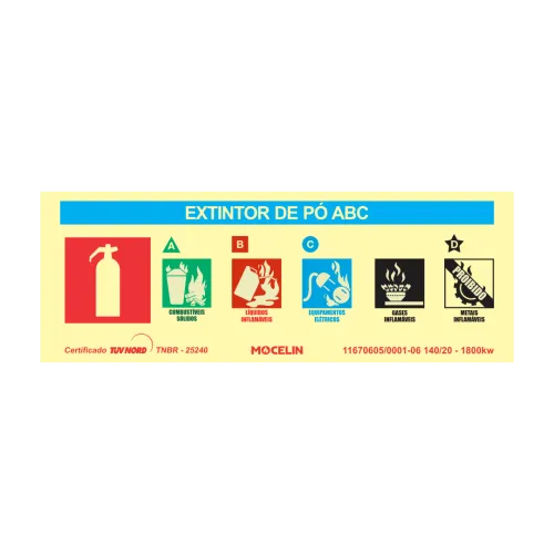 PLACA EXTINTOR DE INCENDIO ABC