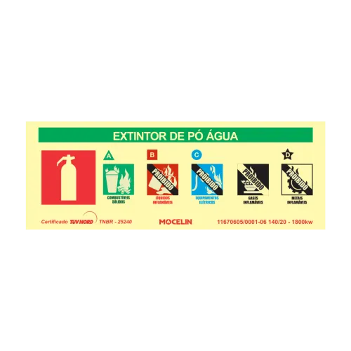 PLACA EXTINTOR DE INCENDIO AGUA