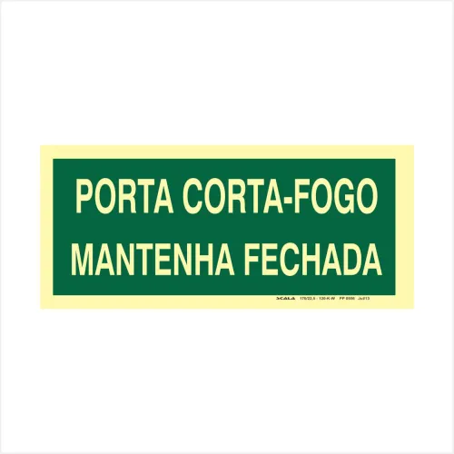 PLACA PORTA CORTA-FOGO MANTENHA FECHADA - PP 0556