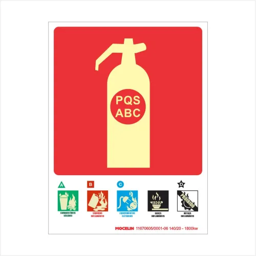 PLACA EXTINTOR DE INCENDIO ABC - MO 0103